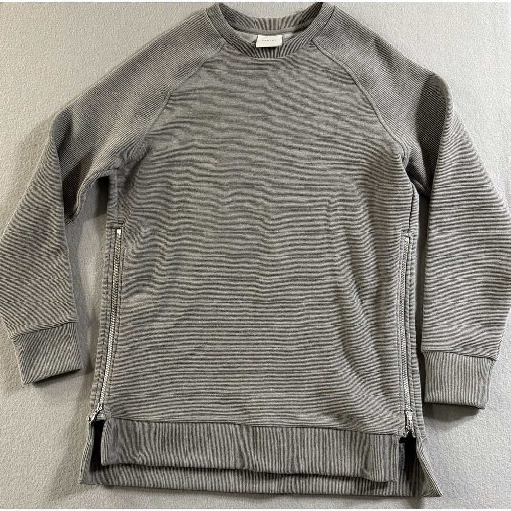 Varley Sweatshirt Womens XS Gray Manning Ottoman Side Zip Pullover Crewneck Knit